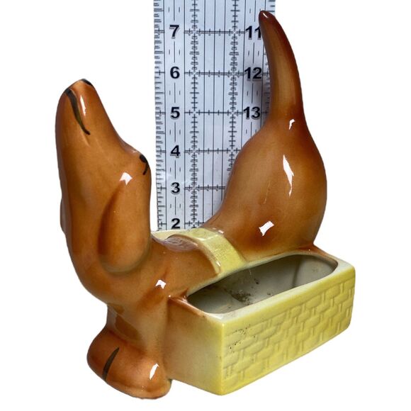 VTG A.L. Hirsch Dachshund Ceramic Planter Ashtray Mid-Century Brown Dog Figuine - Picture 6 of 10